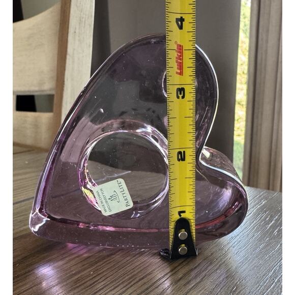 Retired PartyLite Purple Passion Heavy Glass Candle Holders Heart Shape Jeweled - Picture 6 of 10